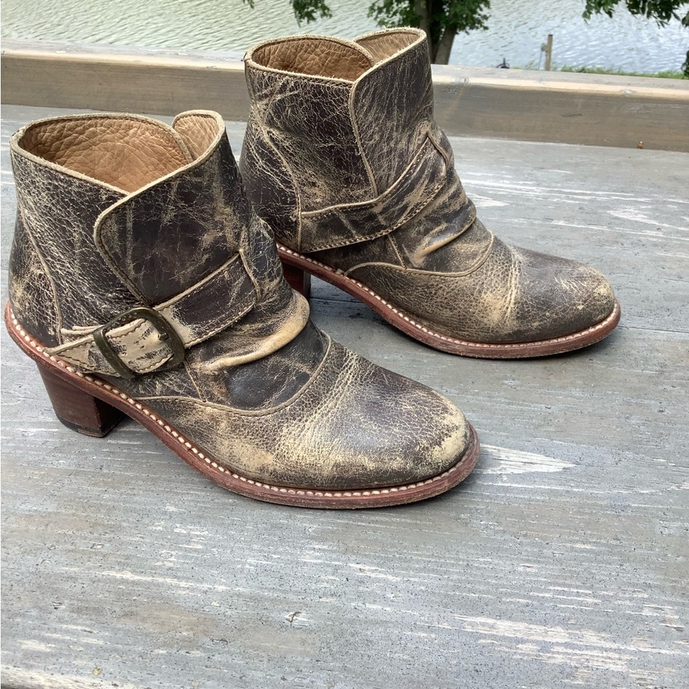 BED|STU Distressed Brown Ankle Boots Handmade Serial Number